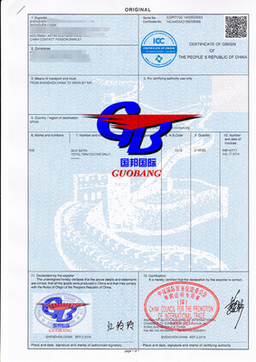 Formulier A Formulier E Formulier F TNT Certificaat van Oorsprong Document