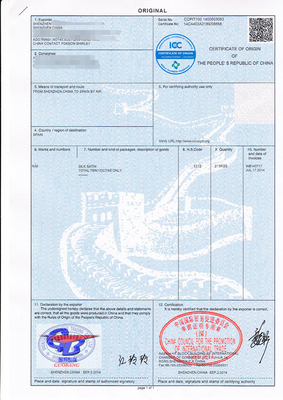 Formulier A Formulier E Formulier F TNT Certificaat van Oorsprong Document